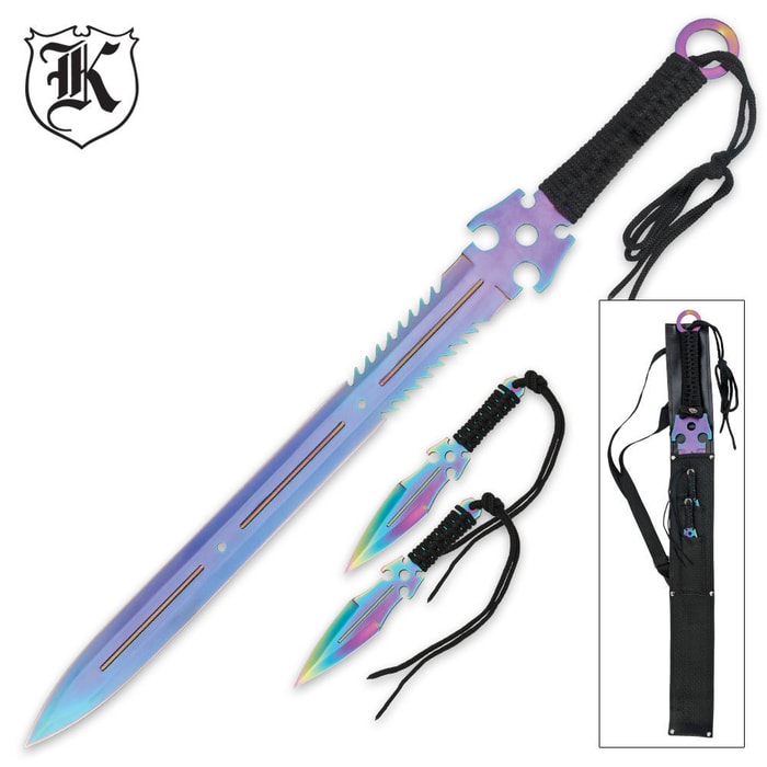 Ninja Guardian Three Pc. Sword & Throwing Knife Set With Sheath