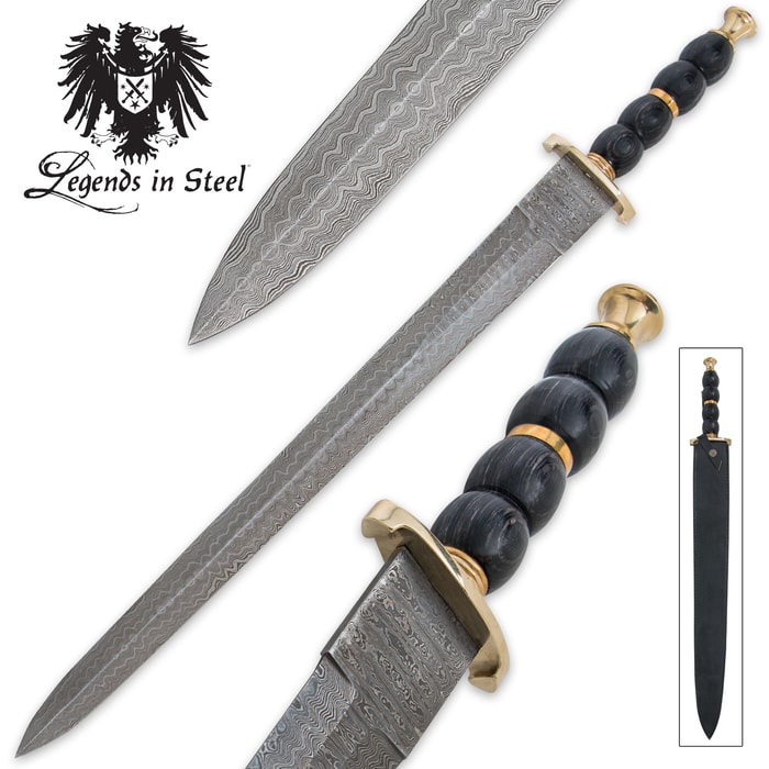 Legends In Steel Damascus & Blue Cherry Wood Sword