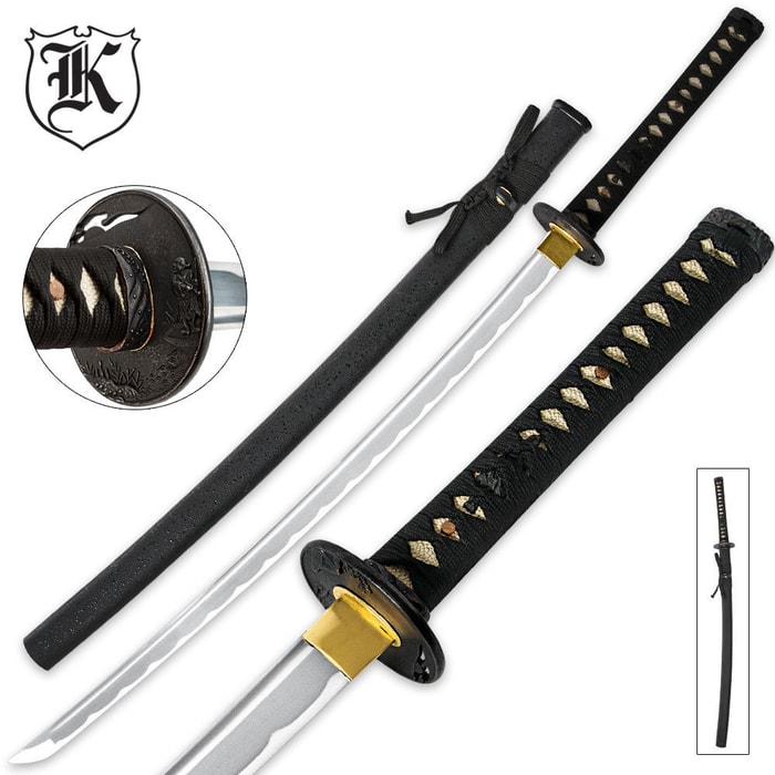 Black Bonsai Samurai Katana Sword Carbon Steel With Scabbard