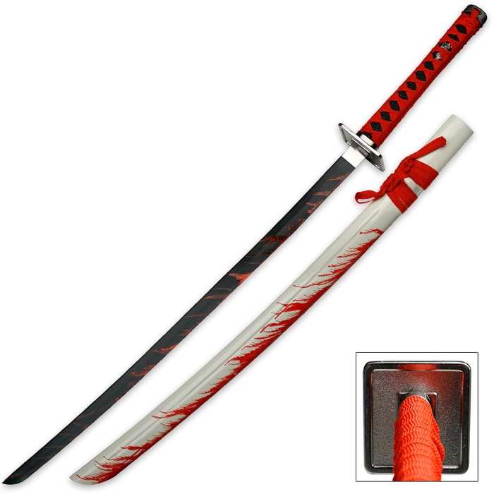 Blood Warrior White Katana Sword With Scabbard