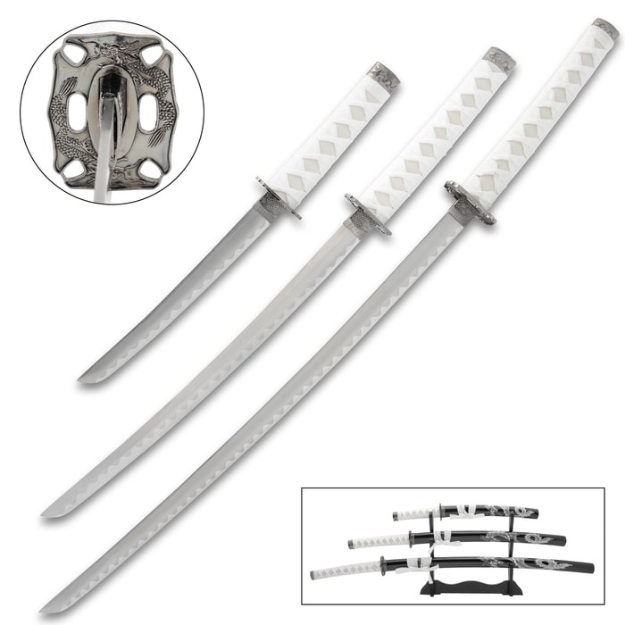 KATANA THE COMBAT DRAGON WHITE - CARBON STEEL