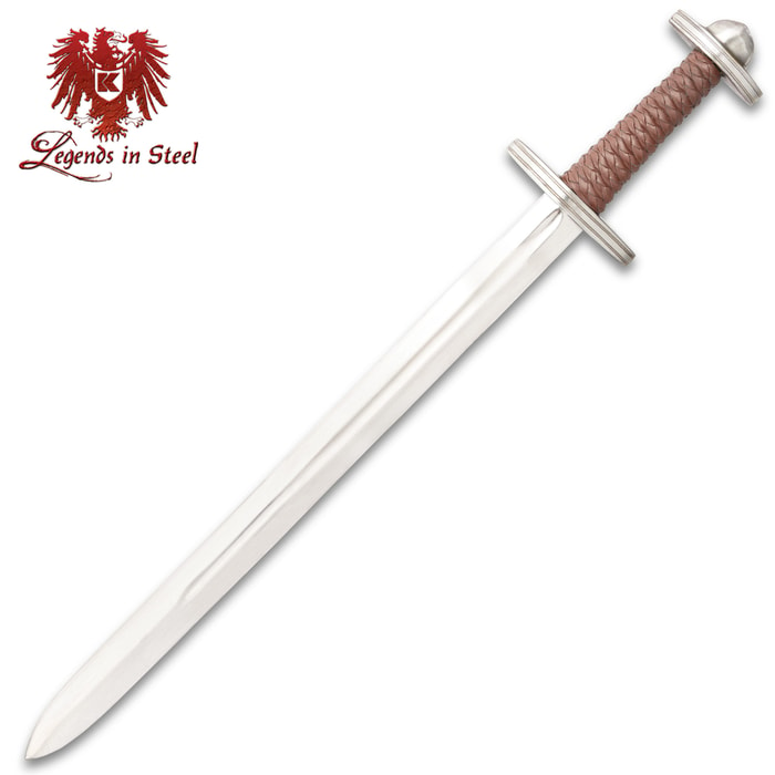 Migration Era Reenactment Sword - Carbon Steel Blade, Display Edge, Leather-Wrapped Grip, Metal Guard And Pommel - Length 34 3/4”