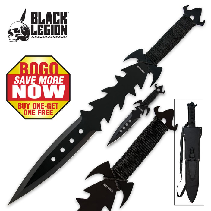 Black Legion Fantasy Sword And Throwing Knife Set - BOGO