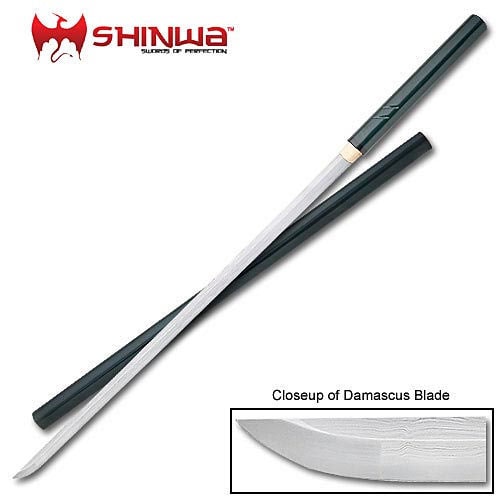 Shinwa Green Nodachi Damascus Steel Sword