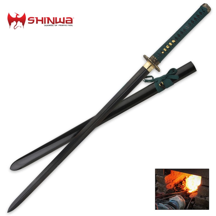 Shinwa Black Dragon Samurai Katana Sword Damascus Steel Blade