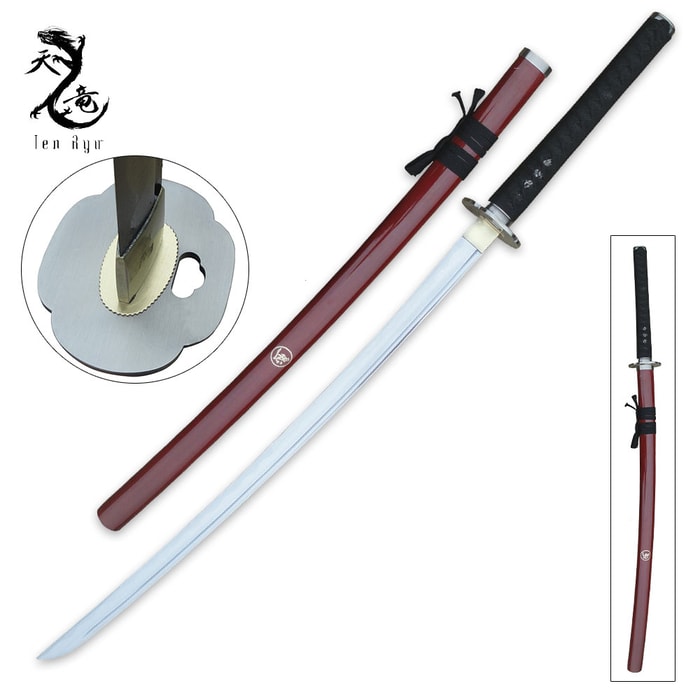 Ten Ryu Hand Forged Samurai Sword Red