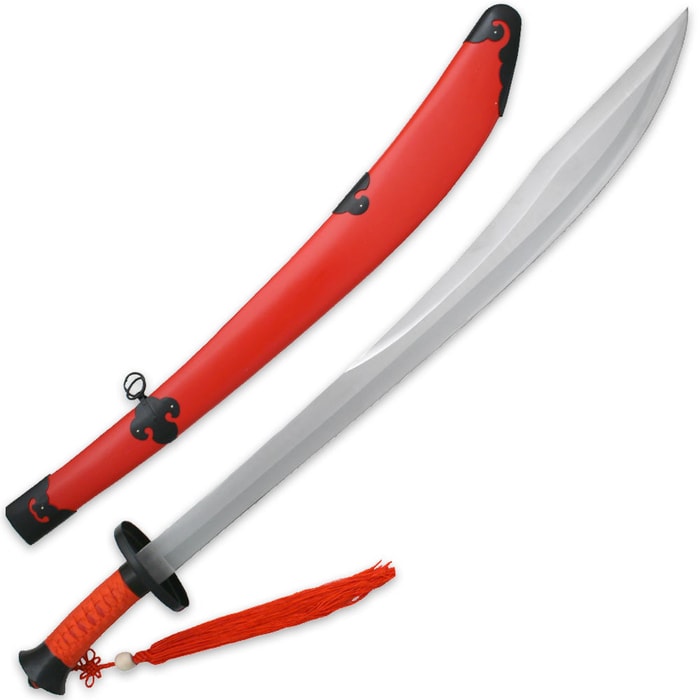 Red And Black Chinese Kung Fu Boadsword With Scabbard
