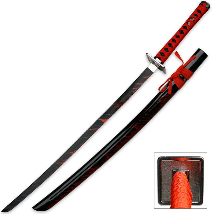 Blood Warrior Black Katana Sword With Scabbard