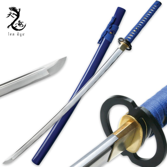 Ten Ryu Hand Forged Carbon Steel Samurai Katana Blue