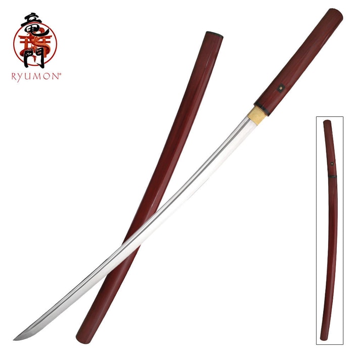 Ryumon Crimson Red Wood Shirasaya Katana Sword