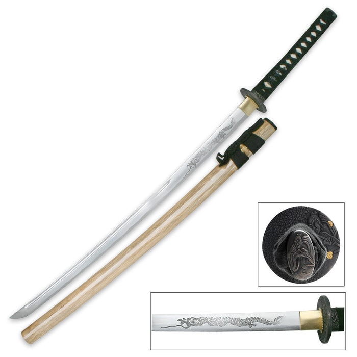 Ten Ryu Horimono Dragon Katana Sword With Scabbard