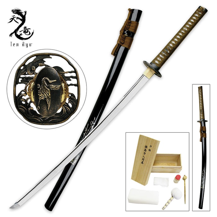 Ten Ryu Mother of Pearl Bamboo Katana Sword Battle Ready 