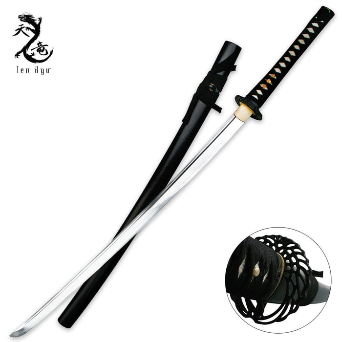 Ten Ryu 1045 Carbon Steel Clay Tempered Iron Cane Katana Sword