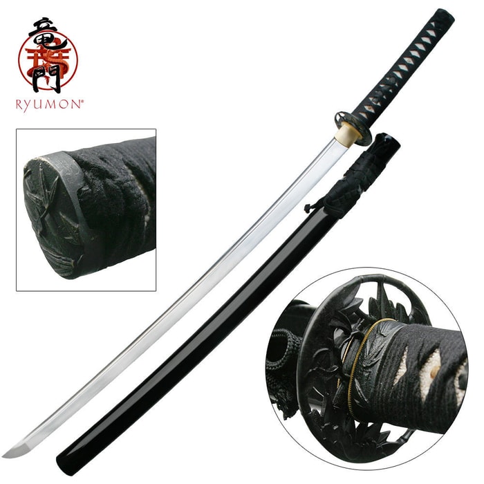 Ryumon 1095 Carbon Steel Bamboo Tsuba Katana Sword