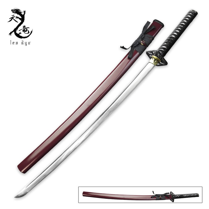 Ten Ryu Hand Forged Samurai Sword Burgundy