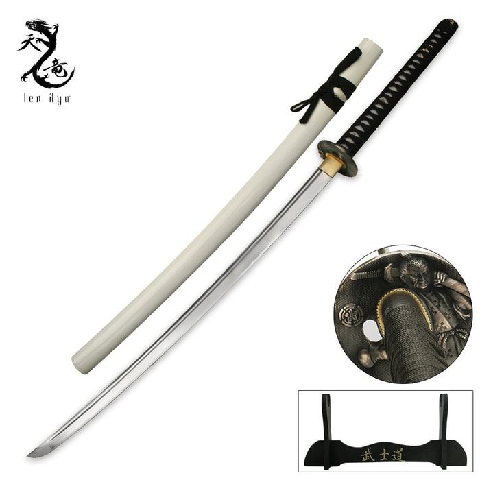 Ten Ryu Hand Forged Sword With White Scabbard