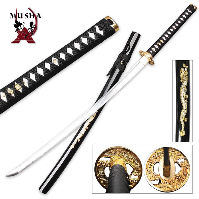 Embellished Dragon Samurai Sword with Scabbard