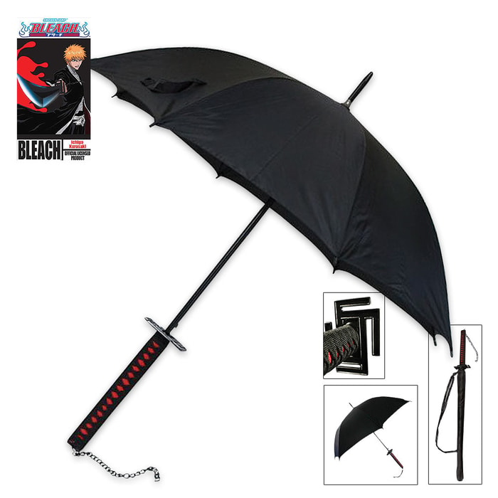 Officially Licensed Bleach Ichigo Kurosaki Samurai Sword Handle Anime Umbrella