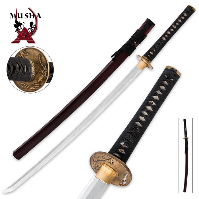 Hand Forged 1060 High Carbon Steel Musha Kobuse Sword With Bamboo Scabbard