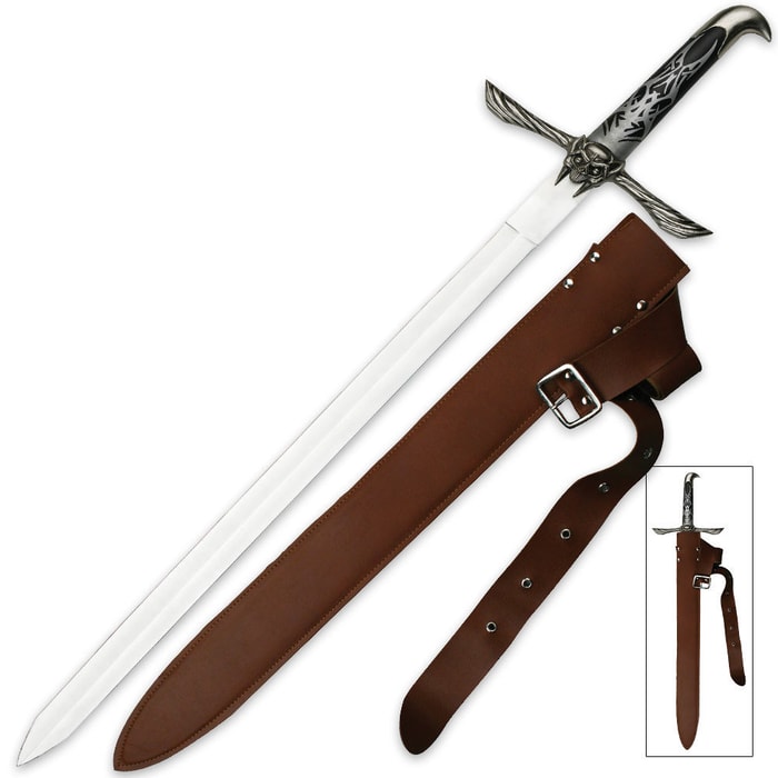 Winged Skull Long Sword with Belt Sheath 