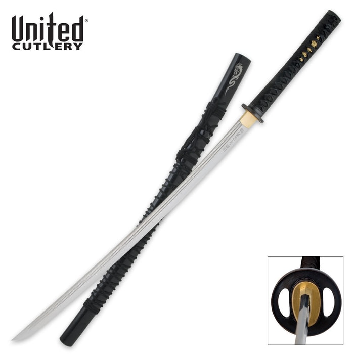 United Black Yoru Doragon Forged Katana 1060 Carbon Sword