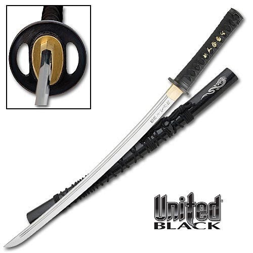 United Black Yoru Doragon Forged Wakizashi Sword