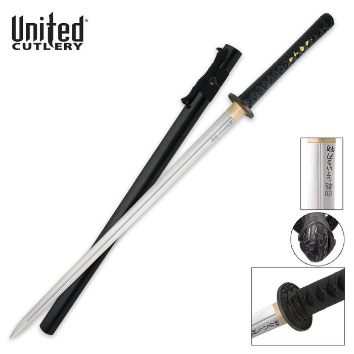 United Black Ikazuchi Forged Ninja Katana 1045 Carbon Sword