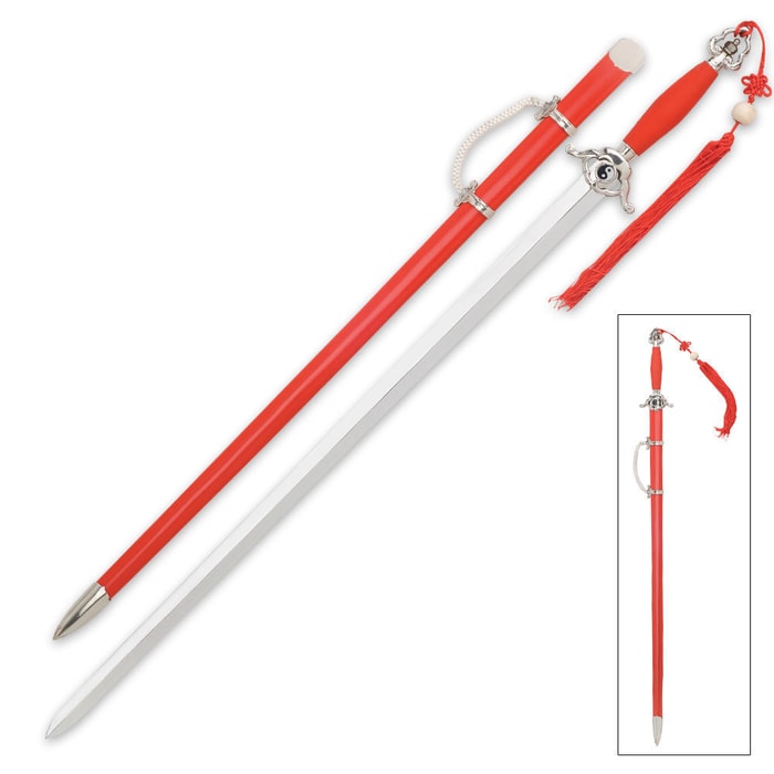Traditional Red Taichi Sword With Scabbard