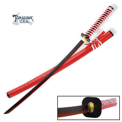 Red and White Samurai Katana Sword
