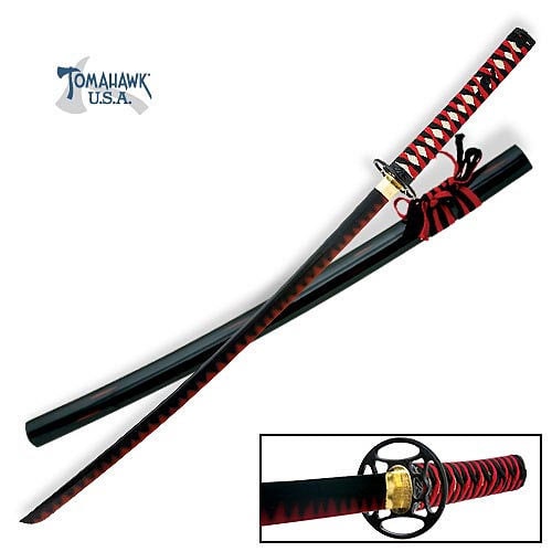Red and Black Samurai Katana Sword