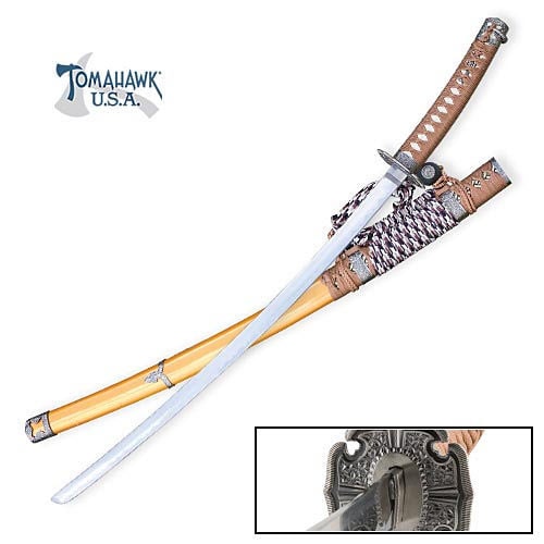 Tomahawk Braided Sageo Katana Yellow & Tan Sword