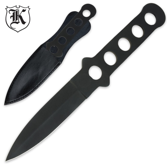All Steel Survival Knife Black With Sheath