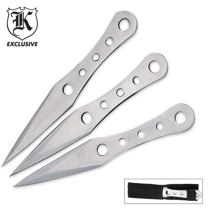 Lightning Bolt Throwing Knife 3 Pack and Sheath
