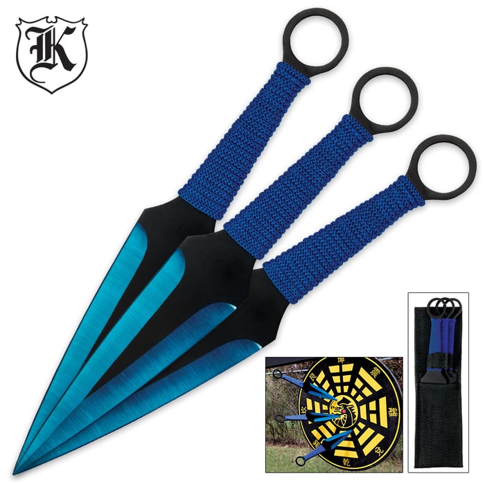 Blue Blade Three-Piece Throwing Knife Set