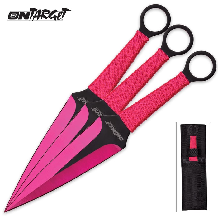 On Target 3-Piece Throwing Knife Set Pink