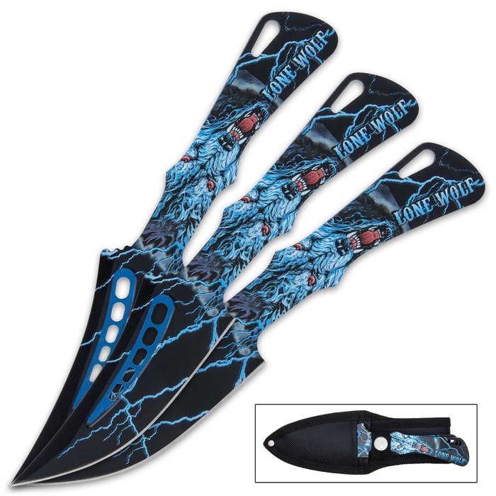 Rich with details, the Lone Wolf Throwing Knife Set is eye-catching and a must-have for your fantasy knife collection