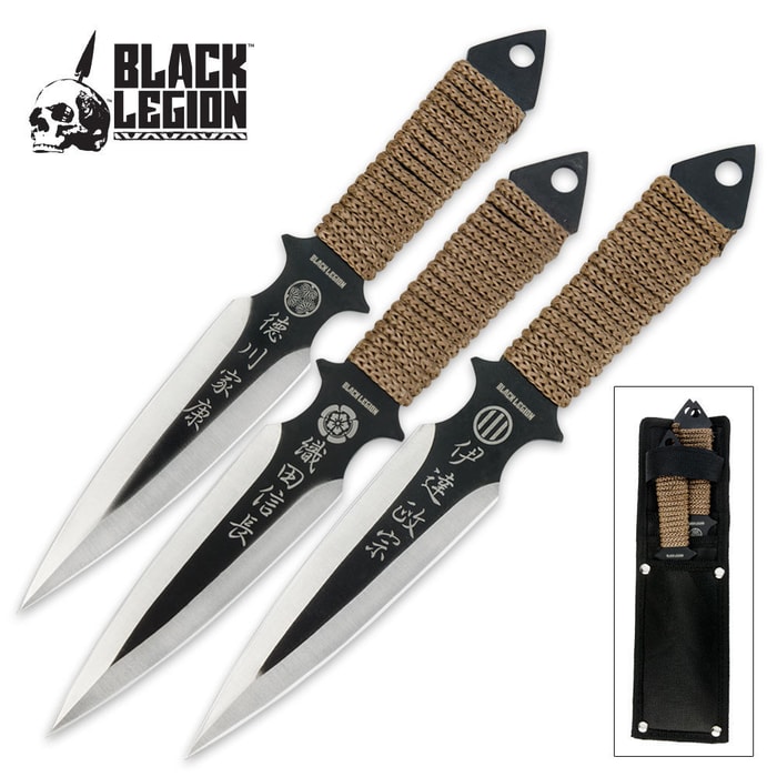 Black Legion Eastern Echo Three Piece Throwing Knife Set With Sheath