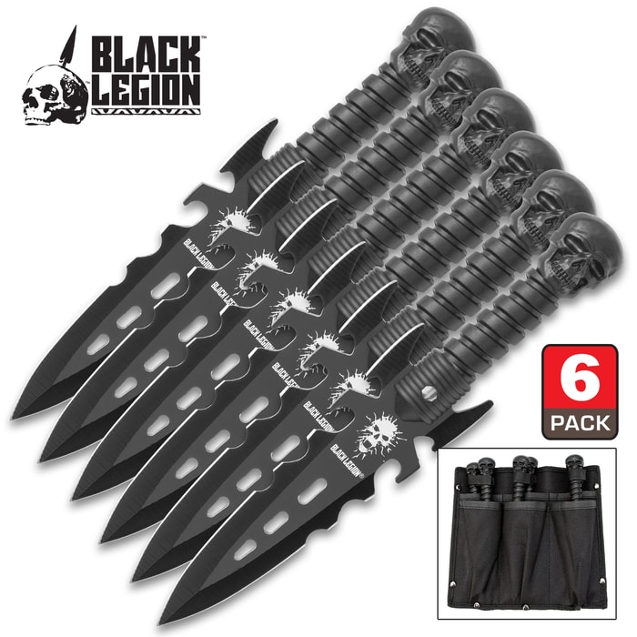 Black Legion Undead Reaper Six-Piece Throwing Knife Set With Sheath