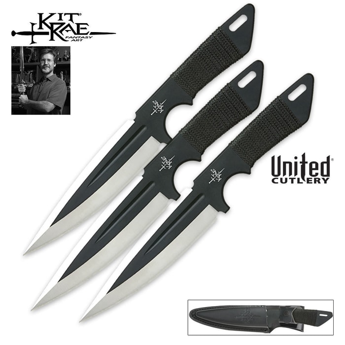 Kit Rae Black Jet Triple Throwing Knife Set