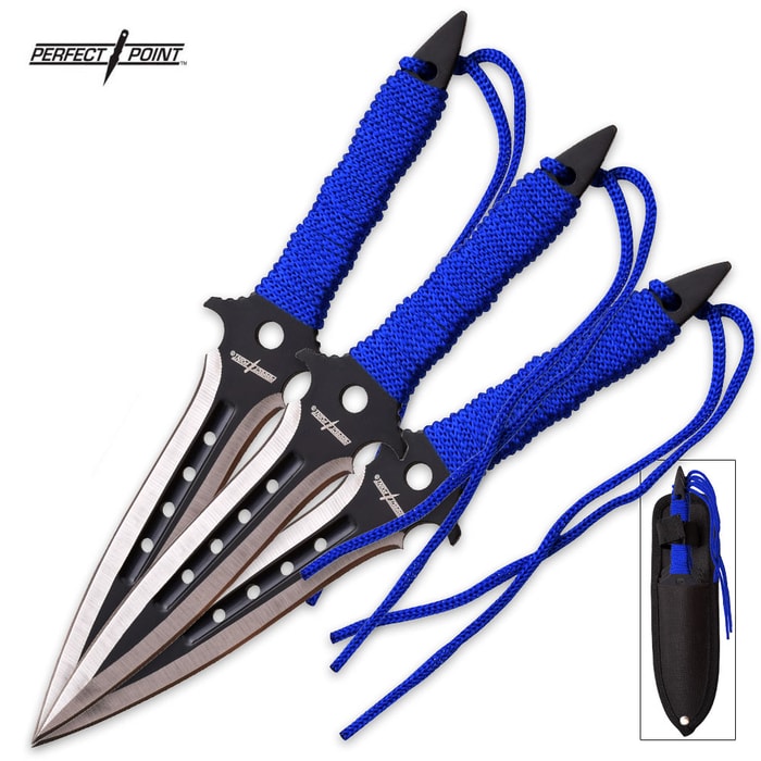 Blue Two-Tone Throwing Knife Set 3 PC