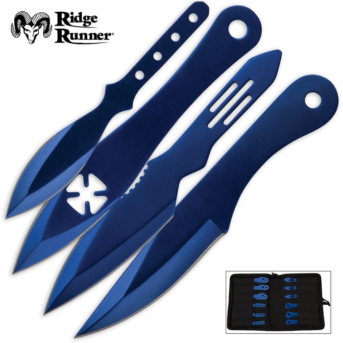 24-Piece Ridge Runner Blue Throwing Knives Set