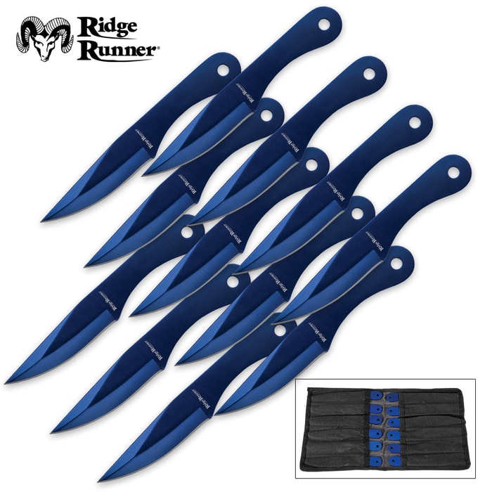 Ridge Runner 12-Piece Blue Kunai Throwing Knife Set