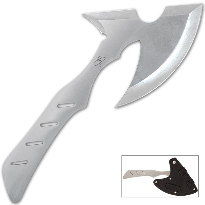 Singapore Sling Throwing Axe Silver With Sheath