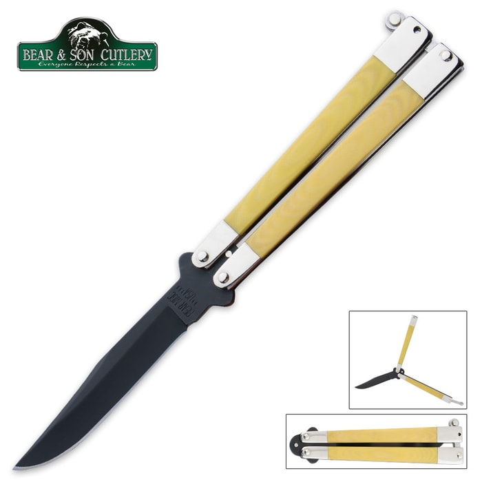 Smooth Yellow Butterfly Knife