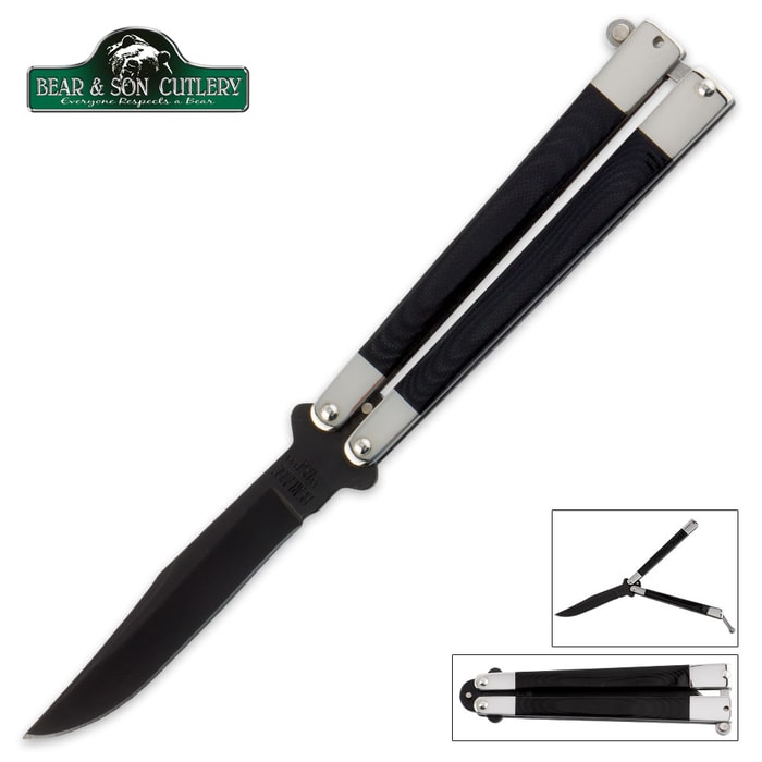 Smooth Black Butterfly Knife