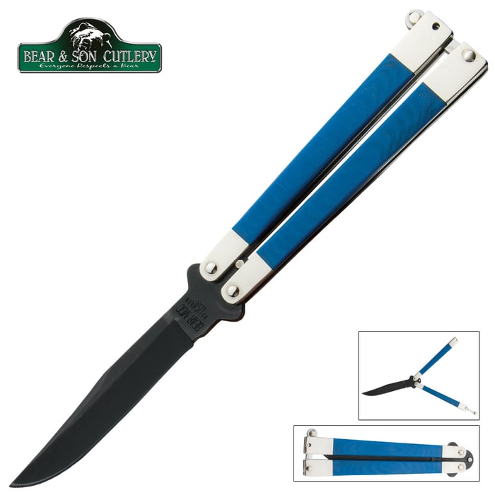Smooth Blue Butterfly Knife
