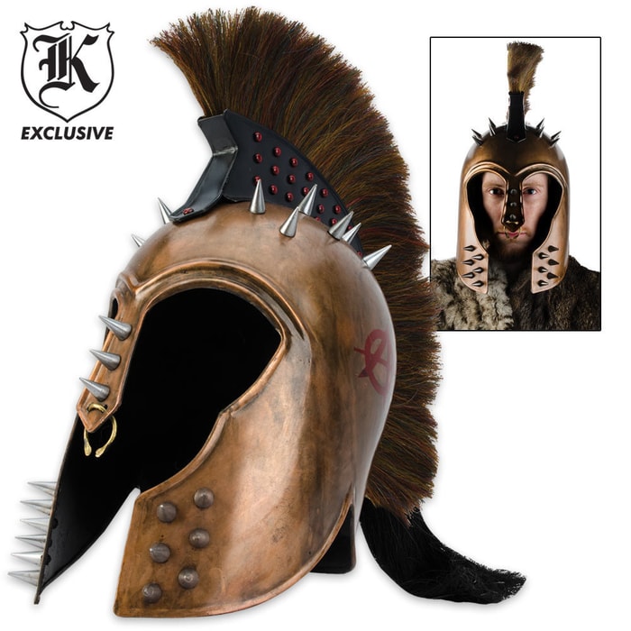 Punk Trojan Helmet with Ponytail
