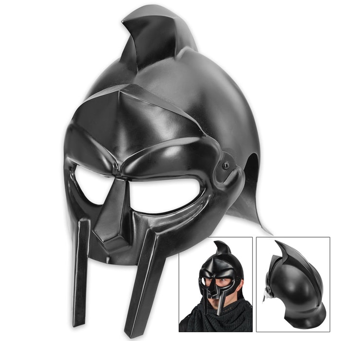 Legends In Steel Black Gladiator Warrior Helmet