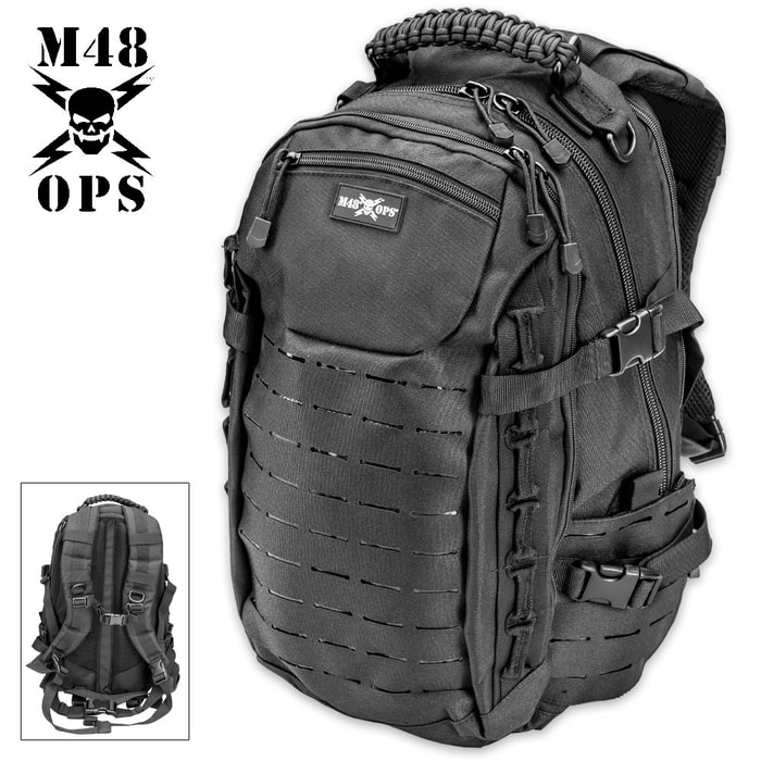 M48 OPS Gatorpack - 2-Day / 25L Tactical Backpack - 3 Laser Cut MOLLE / PALS Panels - 15+ Pockets - Laptop / Hydration Bladder Pockets - Waterproof 600D Polyester - Law Enforcement / Military Grade