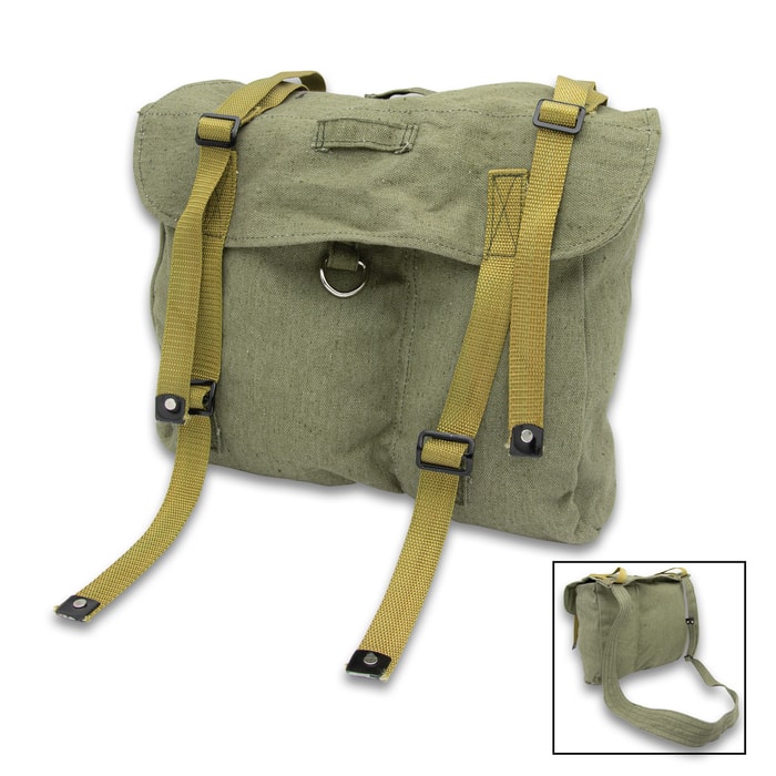 A view of both the back and the front of the Romanian Combat Pack